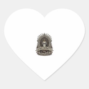 Checkmate Skull King Vintage Schach Herz-Aufkleber