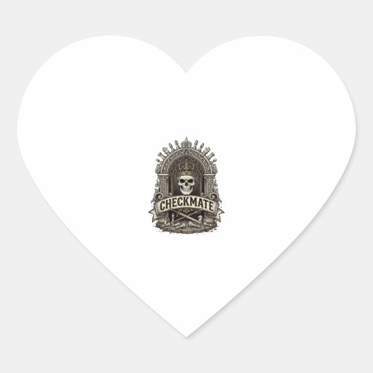 Checkmate Skull King Vintage Schach Herz-Aufkleber (Vorderseite)