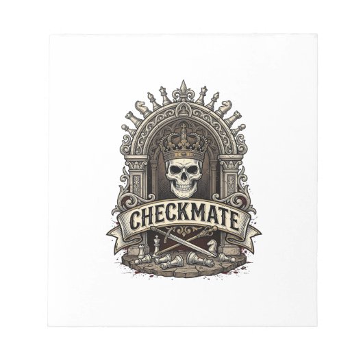Checkmate Skull King Vintage Schach Notizblock (Vorderseite)