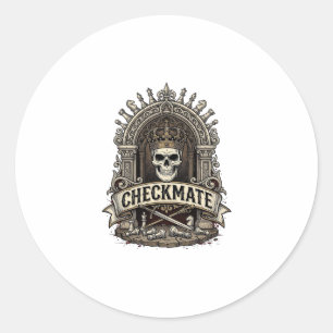 Checkmate Skull King Vintage Schach Runder Aufkleber