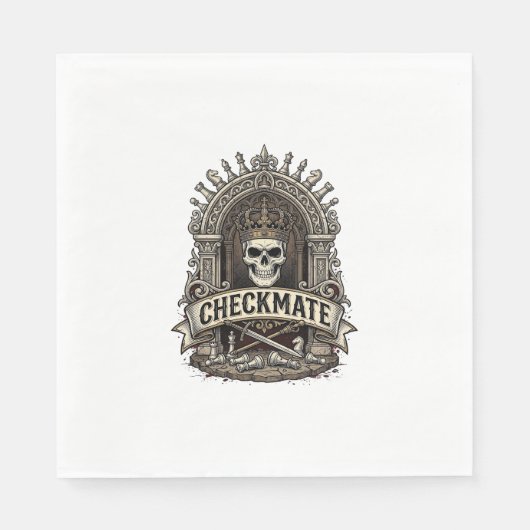 Checkmate Skull King Vintage Schach Serviette (Vorderseite)