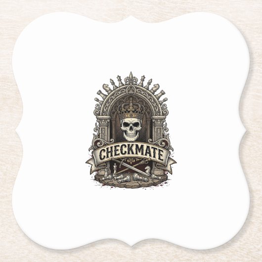 Checkmate Skull King Vintage Schach Untersetzer (Vorderseite)
