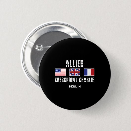 Checkpoint Charlie Kalter Krieg Berliner Mauer Ost Button (Vorne & Hinten)