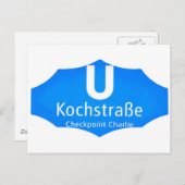 Checkpoint Charlie, Kochstrabe, UBahn, Blau/Weiß Postkarte (Vorne/Hinten)