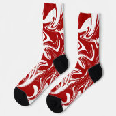 Checks and Swirls in Red and White Socken (Linkes Detail)