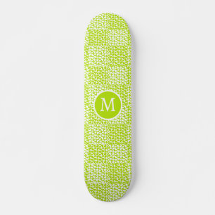 Checkte Liebe in der Limettengrün- und Weißmonogra Skateboard