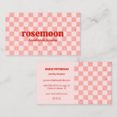 Checkte rosa rote Retro-Visitenkarte Visitenkarte (Vorne/Hinten)