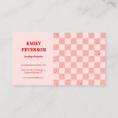 Checkte rosa rote Retro-Visitenkarte Visitenkarte (Rückseite)