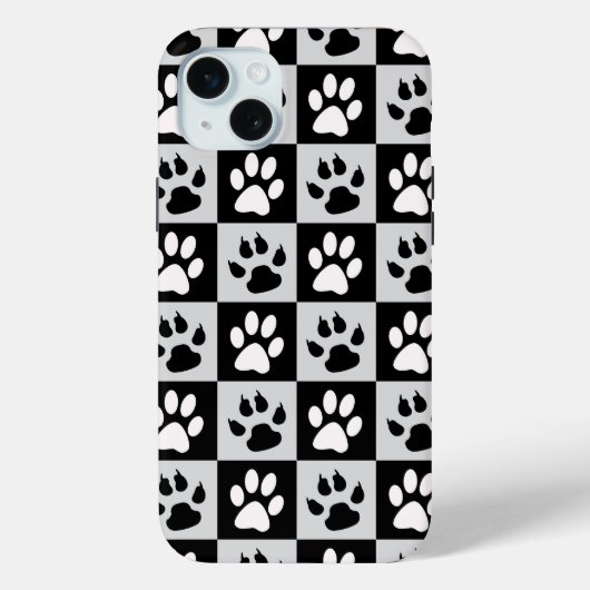 Checkte Schwarz-weiße Paws und Klauen Case-Mate iPhone Hülle (Rückseite)