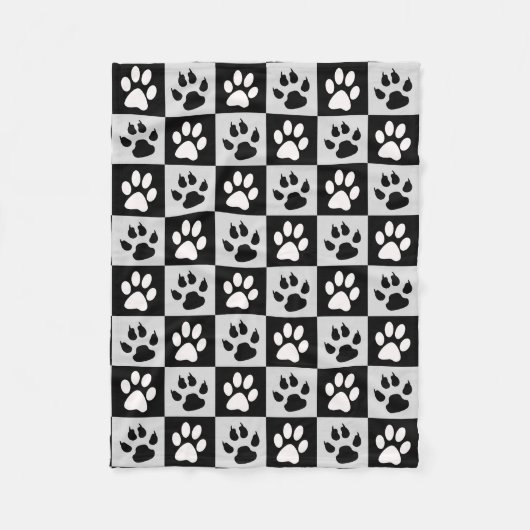 Checkte Schwarz-weiße Paws und Klauen Fleecedecke (Vorderseite)
