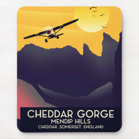 Cheddar Gorge Vintage Reise Poster. Mousepad (Vorne)