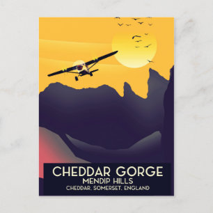 Cheddar Gorge Vintage Reise Poster. Postkarte