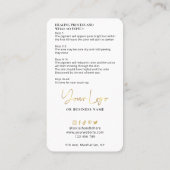 Cheek Blush Care Instructions Metallic Gold PMU Visitenkarte (Rückseite)