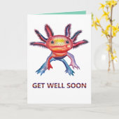 Cheeky Axolotl "get well soon" Karte (Gelbe Blume)