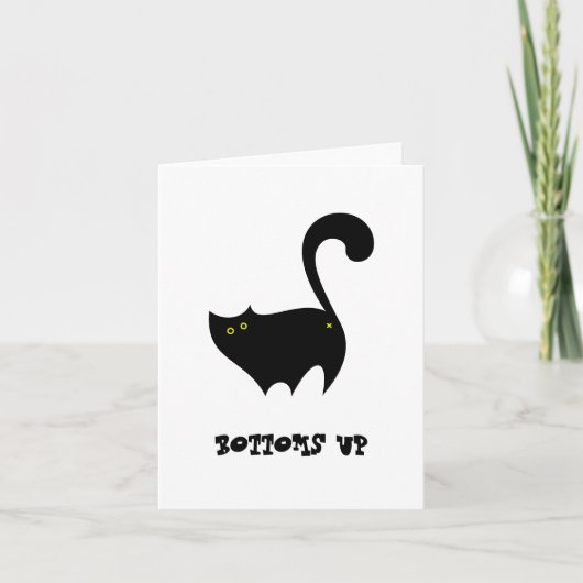 Cheeky Black Cat Botples Up Funny Birthday Karte (Vorderseite)