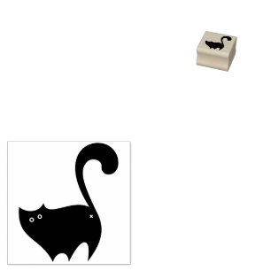 Cheeky Black Cat Hintern Cartoon Gummistempel