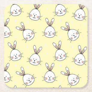 Cheeky Bunnies Pattern Rechteckiger Pappuntersetzer
