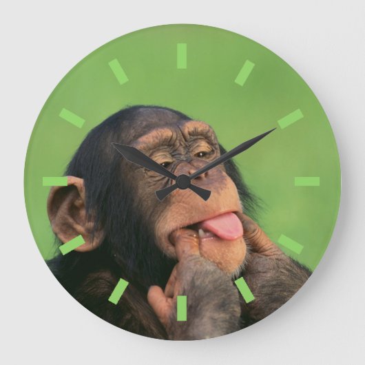 Cheeky Chimp Große Wanduhr (Vorderseite)