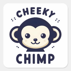 Cheeky Chimp Sleek Minimalismus Affe Quadratischer Aufkleber