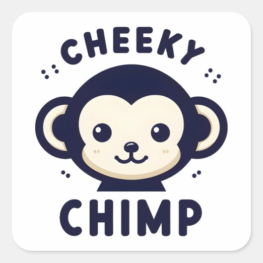 Cheeky Chimp Sleek Minimalismus Affe Quadratischer Aufkleber (Vorderseite)