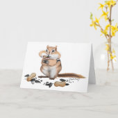 Cheeky Chipmunk Illustration Karte (Gelbe Blume)
