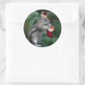 Cheeky Christmas Chipmunk Runder Aufkleber (Tasche)