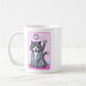 Cheeky Dancing Disco Ball Cat Cartoon Fun Art Kaffeetasse (Links)