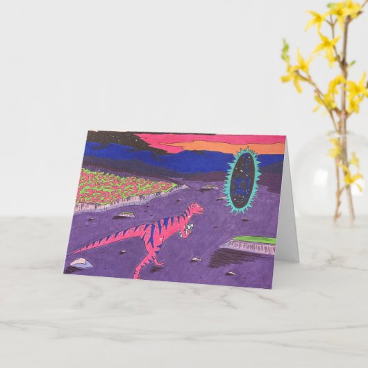 Cheeky Dinosaur Karte (Gelbe Blume)