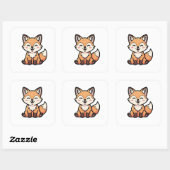 Cheeky Fox – Cute Kawaii Illustration Quadratischer Aufkleber (Blatt)