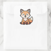 Cheeky Fox – Cute Kawaii Illustration Quadratischer Aufkleber (Tasche)