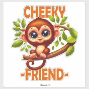 Cheeky Friend Pub Niedlich Baby Monkey auf Baum Ca Aufkleber