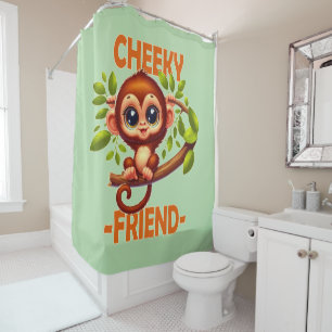 Cheeky Friend Pub Niedlich Baby Monkey auf Baum Ca Duschvorhang