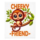 Cheeky Friend Pub Niedlich Baby Monkey auf Baum Ca Fotodruck (Vorne)