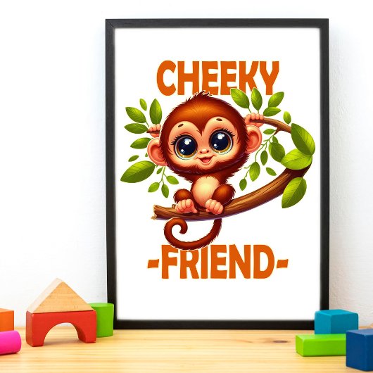 Cheeky Friend Pub Niedlich Baby Monkey auf Baum Ca Fotodruck