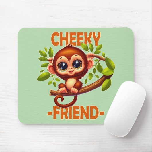Cheeky Friend Pub Niedlich Baby Monkey auf Baum Ca Mousepad (Mit Mouse)