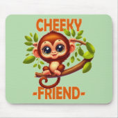Cheeky Friend Pub Niedlich Baby Monkey auf Baum Ca Mousepad (Vorne)