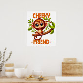 Cheeky Friend Pub Niedlich Baby Monkey auf Baum Ca Poster (Küche)