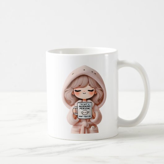 Cheeky Girl in Bathrobe mit Kaffee-Tasse Kaffeetasse (Rechts)
