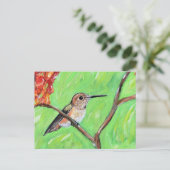 Cheeky Hummingbird Painting Postkarte (Stehend Vorderseite)
