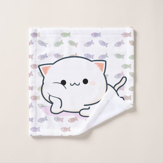 Cheeky Kawaii Style Kitten Badhandtuch Set (Waschlappen)