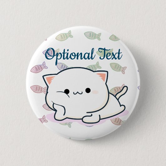 Cheeky Kawaii Style Kitten Button (Vorderseite)