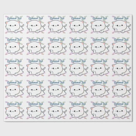 Cheeky Kawaii Style Kitten Geschenkpapier (Flach)