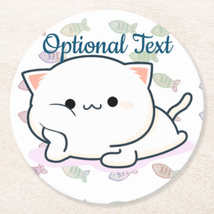 Cheeky Kawaii Style Kitten Runder Pappuntersetzer
