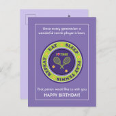 Cheeky Lila Tennis 🎾 Happy Birthday Postcard Postkarte (Vorne/Hinten)