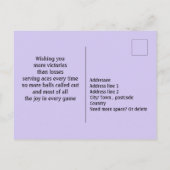 Cheeky Lila Tennis 🎾 Happy Birthday Postcard Postkarte (Rückseite)