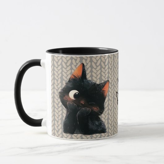 Cheeky Little Black Cat v3 Tasse (Links)