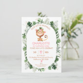 Cheeky Little Monkey Girls Einladung zum 1. Geburt (Stehend Vorderseite)