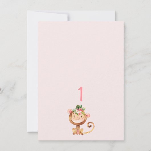 Cheeky Little Monkey Girls Einladung zum 1. Geburt (Rückseite)