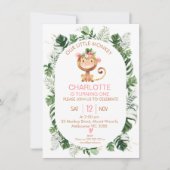 Cheeky Little Monkey Girls Einladung zum 1. Geburt (Vorderseite)