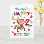 Cheeky Monkey 2. Geburtstag Karte (Gelbe Blume)